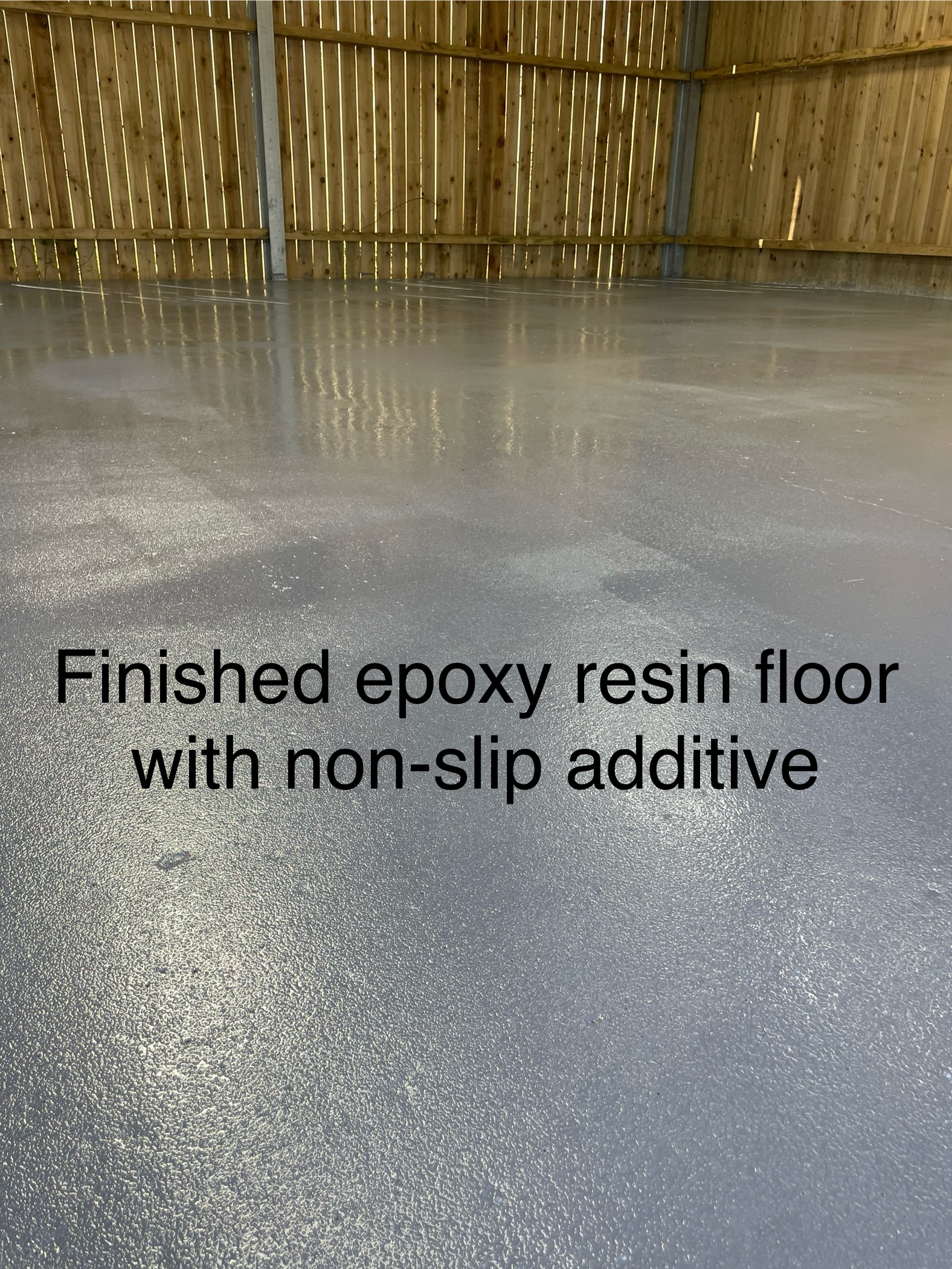 Finished epoxy resin factory floor with non-slip additive Finished epoxy resin factory floor with non-slip additive